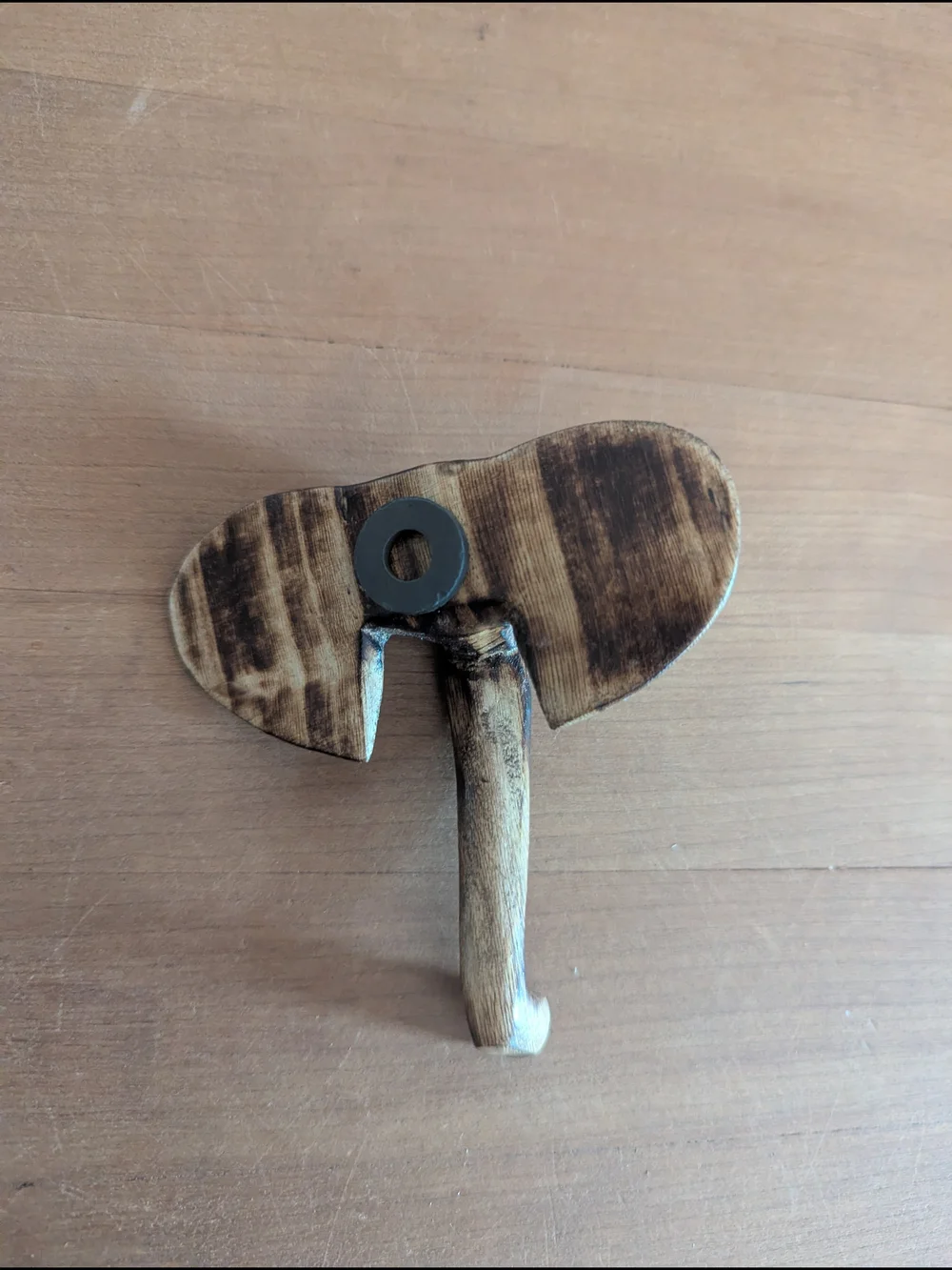 Woodgrain Elephant Head Wall , Refrigerator Magnet Handcrafted- Brown